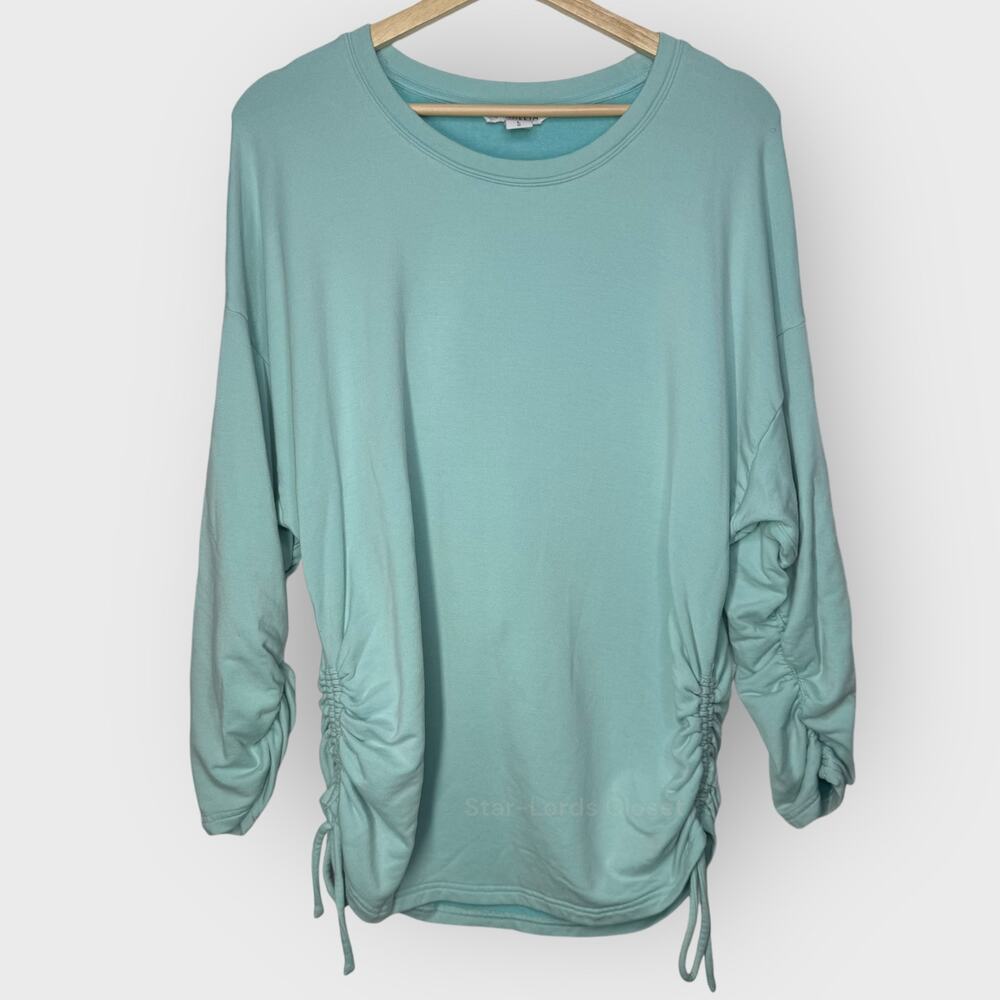 Athleta Lombard Sweatshirt Large Reef Green Ruched Athleisure Soft